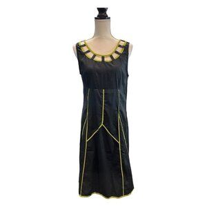 Ziva By Tricobel  Womens L XL Empire Line Cotton Black Green Mod Like Artesian
